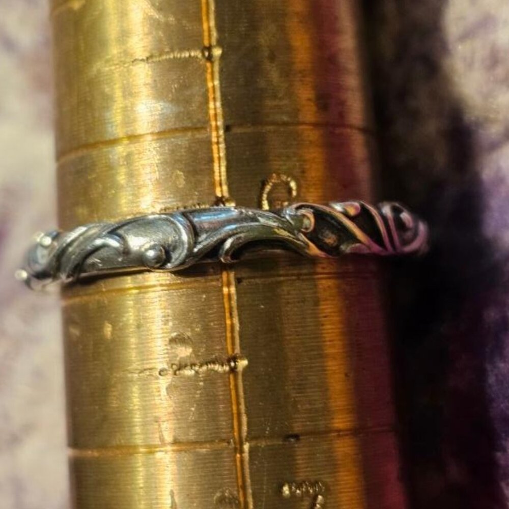 925 floral band/stack ring